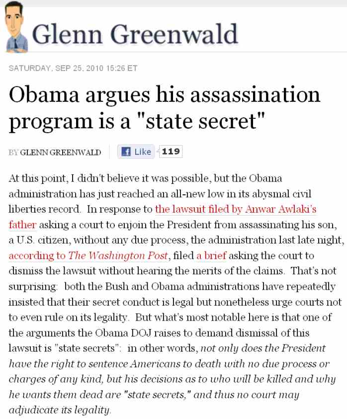 Glenn Greenwald: Obama argues his assassination program is a 